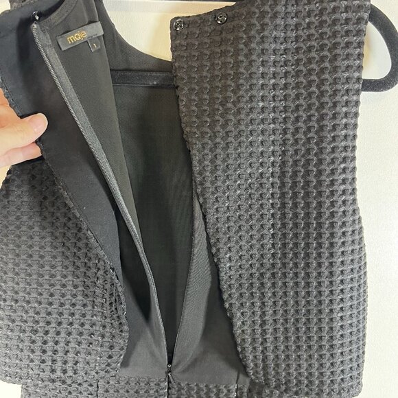 Maje‎ Womens Back Zip Sleeveless Crew Neck Layered Swing Dress Black Sz 1/Small - Picture 9 of 12